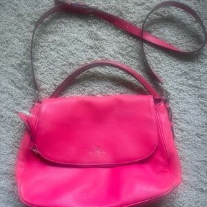 Kate Spade Fuchsia Crossbody Bag Pink Devin Hill Pebbled Leather Classic Bag